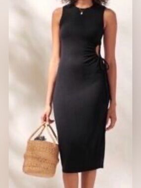 Abercrombie & fitch black midi dress size small